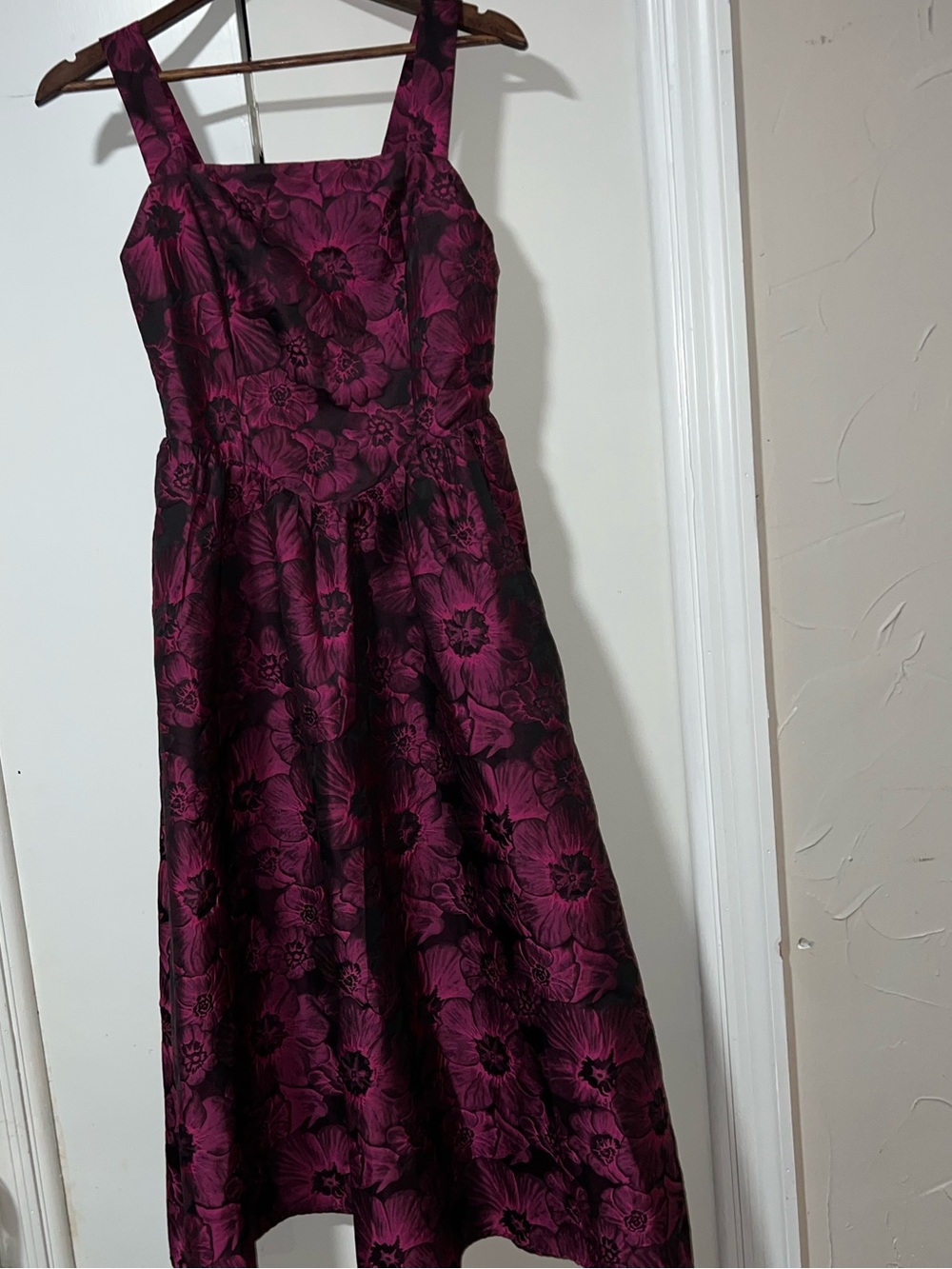 Chelsea28 Magenta and Black Floral Midi Dress